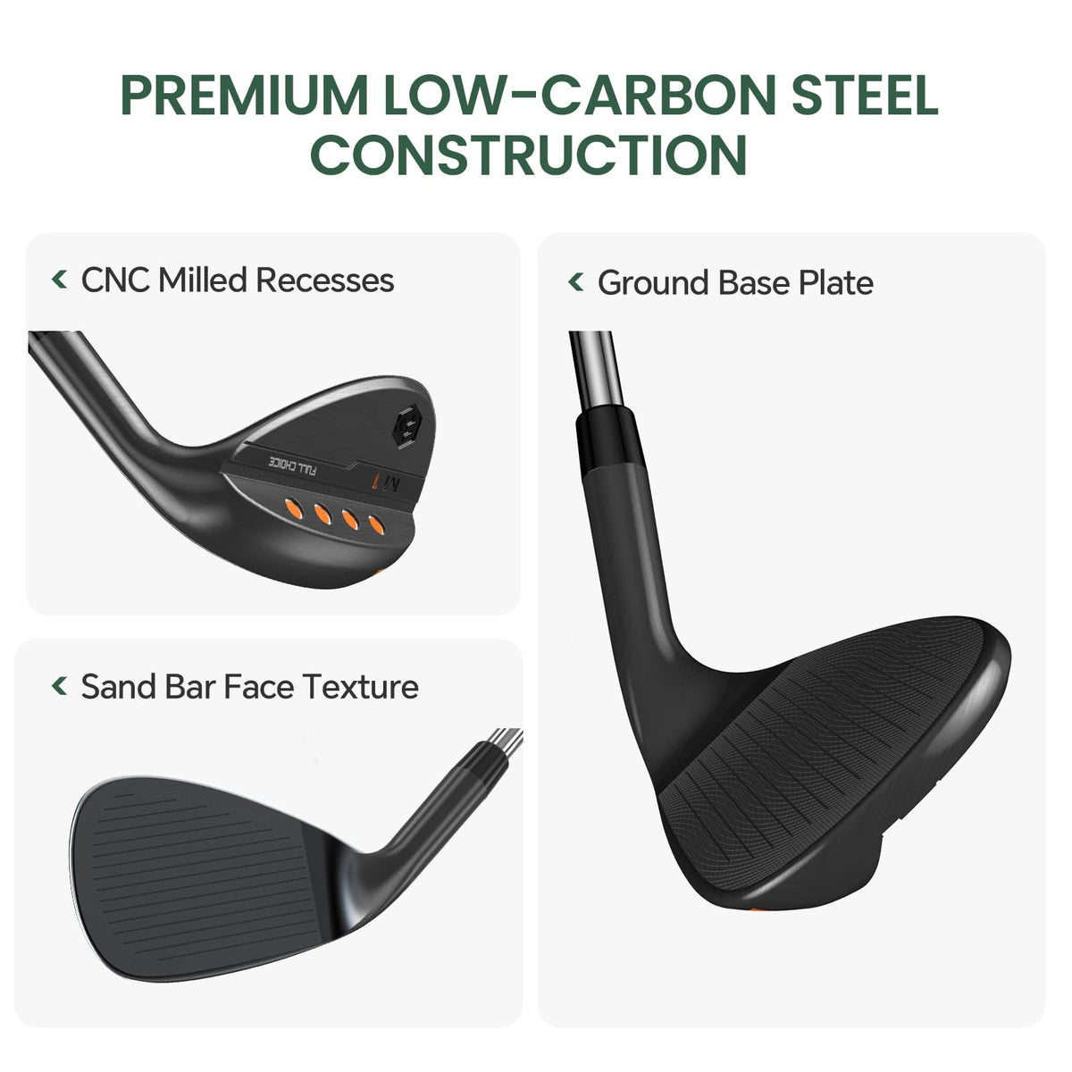 Full Choice wedge highlights step-shaped shaft for comfortable, precise feedback.