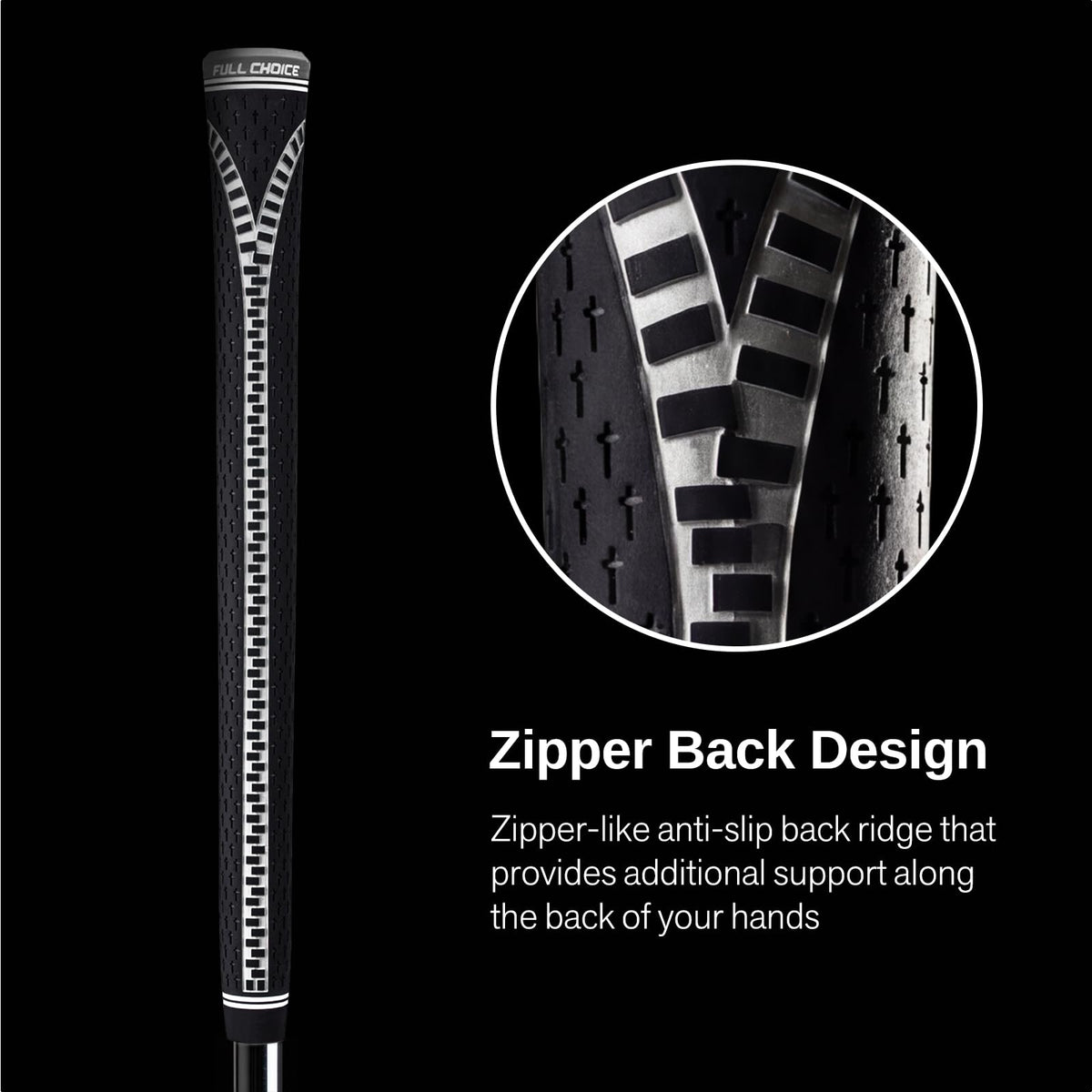 Full Choice back ridge anti-slip feature reduces slippage.