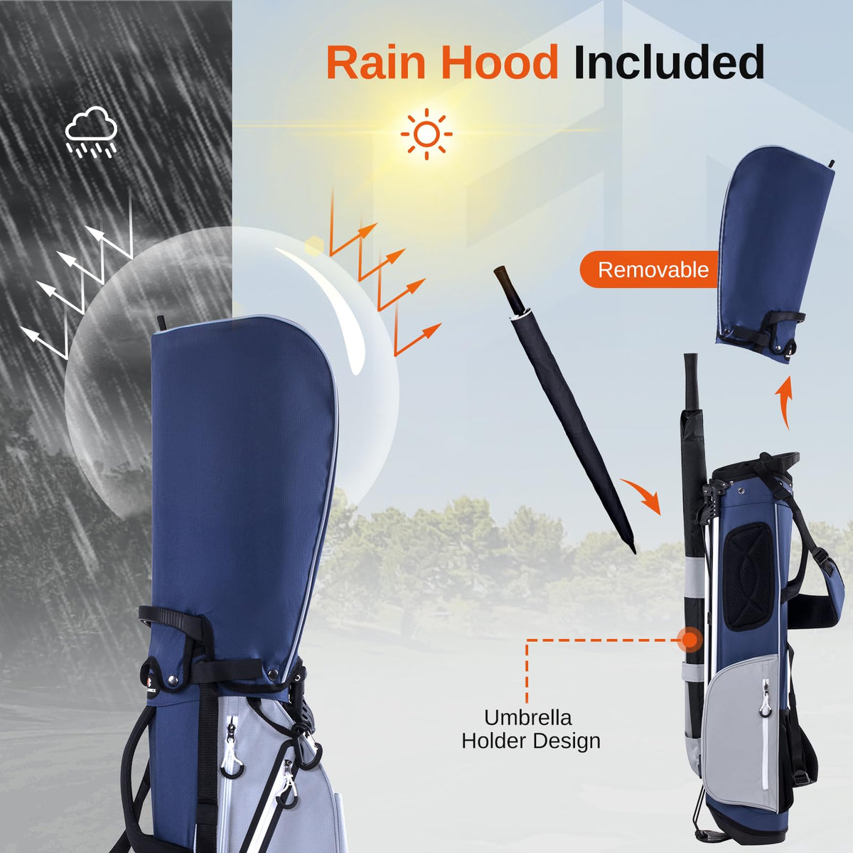 Full Choice lightweight 3.7 lb bag, easy to carry on walking rounds.