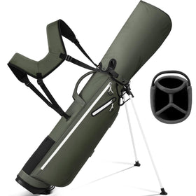 Full Choice lightweight stand bag in olive green, ideal for 9-hole rounds.