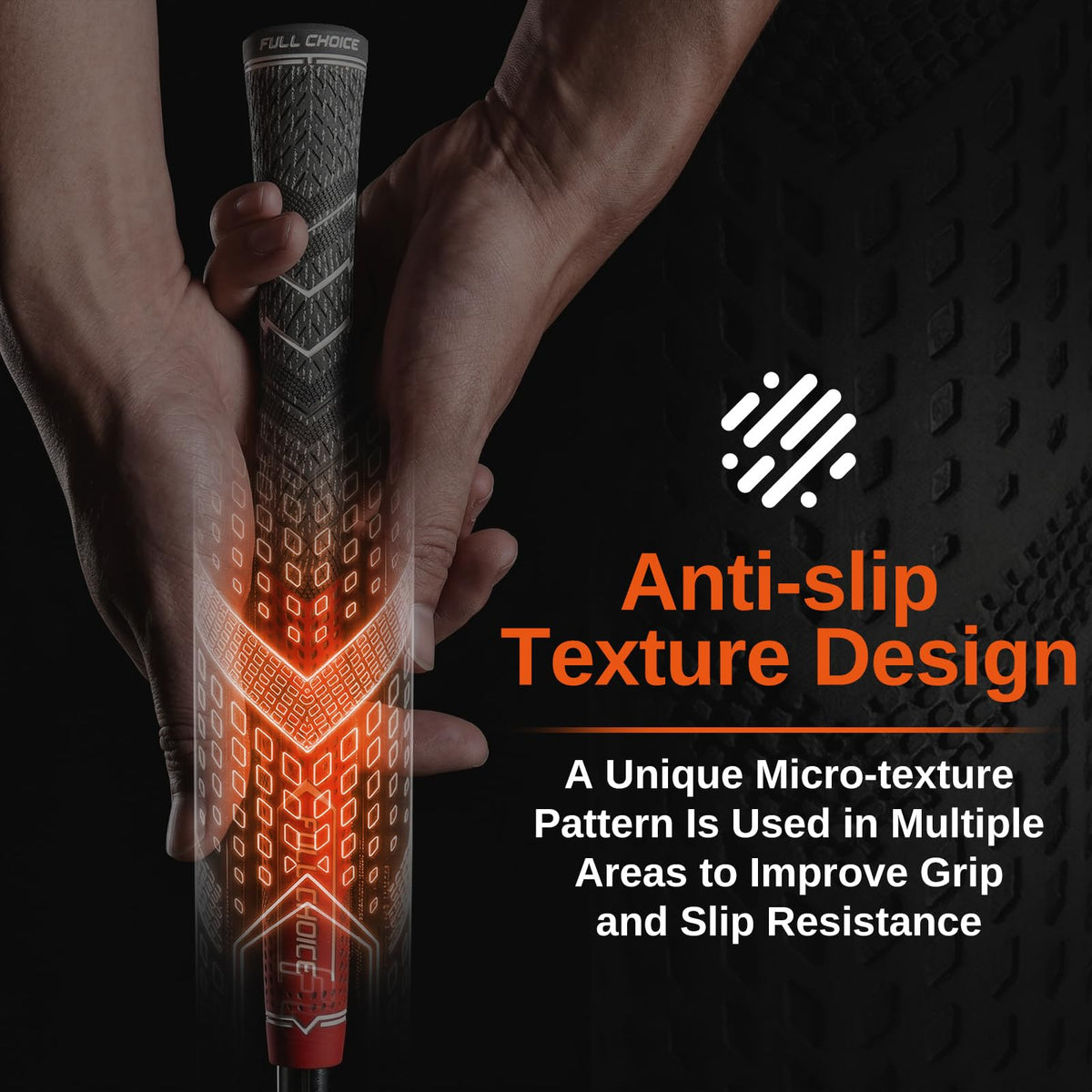 Full Choice low taper design grips enhance comfort and control during swings.