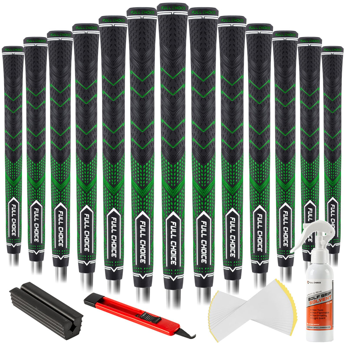 Full Choice rubber golf grips with advanced texture for confident grip in any weather