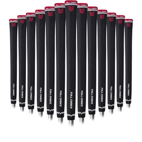 Full Choice rubber golf grips in black and red provide high-traction control.