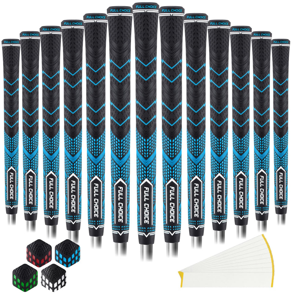 Full Choice rubber golf grips 13-pack blue, high-traction performance for steady, confident swings.
