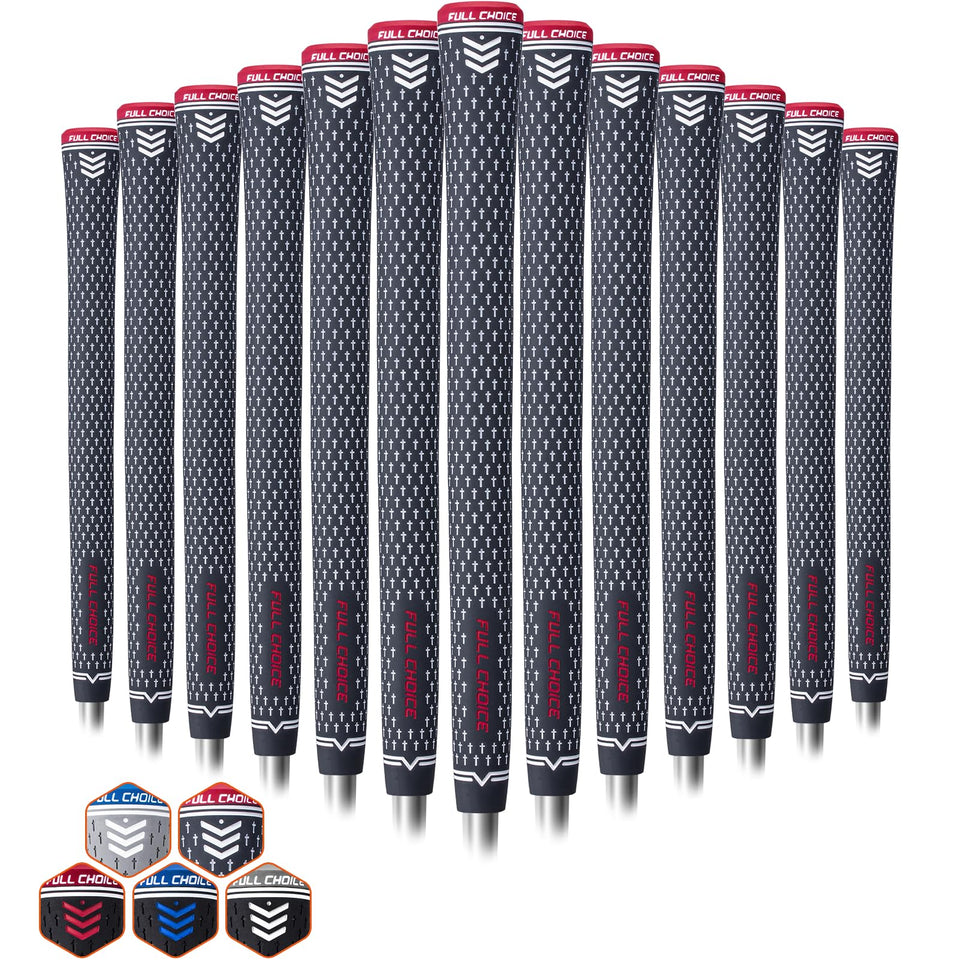 Full Choice rubber golf grips: close-up texture for a secure, slip-free grip.