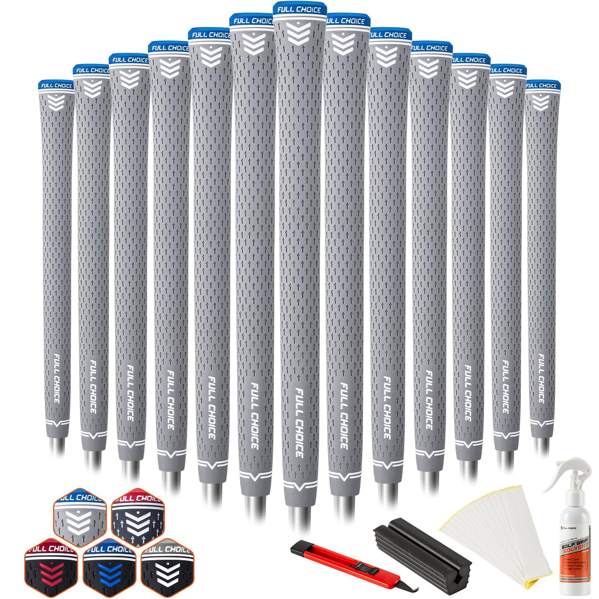 Full Choice rubber golf grips set of 13 with install kit for easy at-home regripping