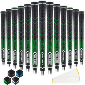 Full Choice rubber golf grips 13-pack; high-traction surface for secure swings.
