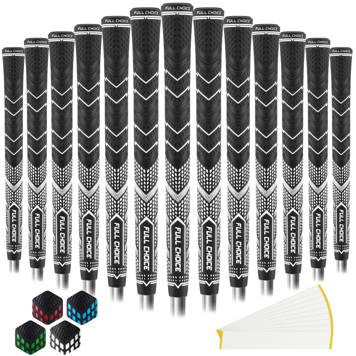 Full Choice rubber golf grips close-up showing high-traction surface for secure swings