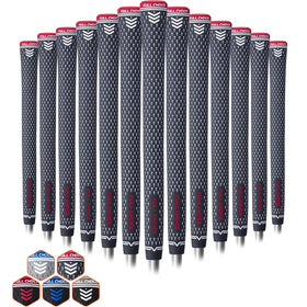 Full Choice rubber golf grips with texture plus surface enhance grip during swings