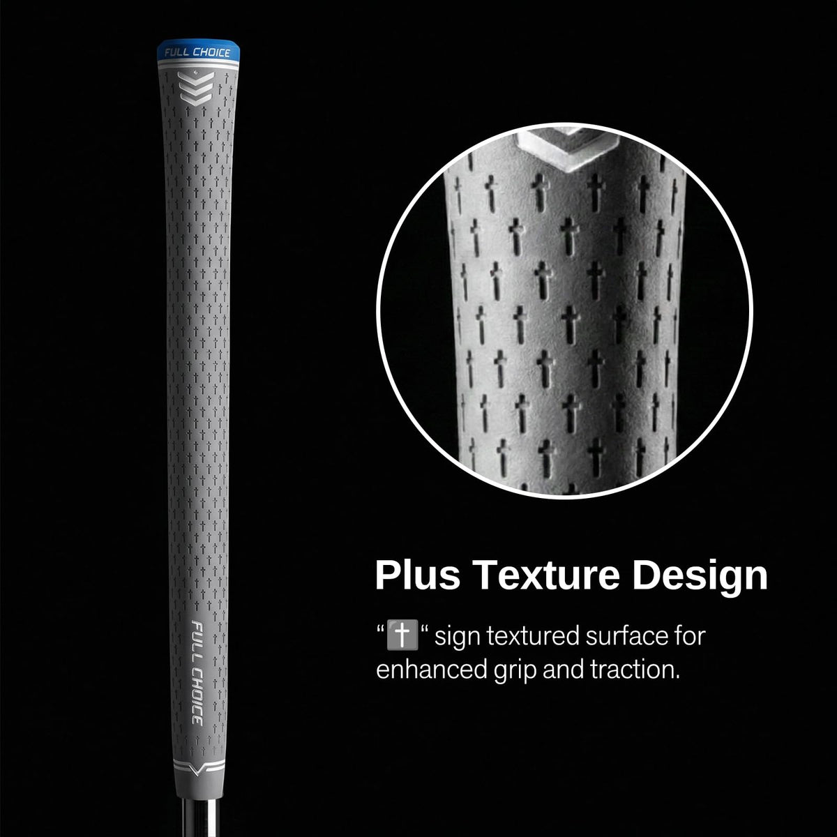 Full Choice rubber golf grips texture plus surface improves traction