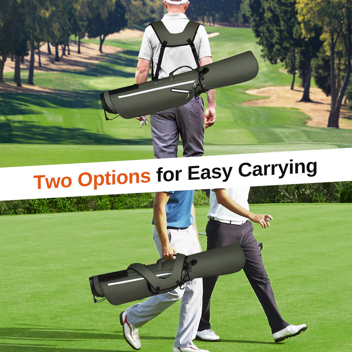 Full Choice stand bag with 4-way full-length dividers for tangle-free club access.