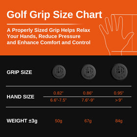 Full Choice three sizes standard mid jumbo let players customize grip fit.