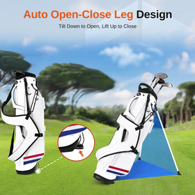 Full Choice collapsible stand legs deployed for quick access on the fairway.