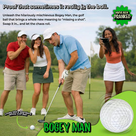 FUN delivery prank ball on green demonstrates delayed movement for lighthearted surprise