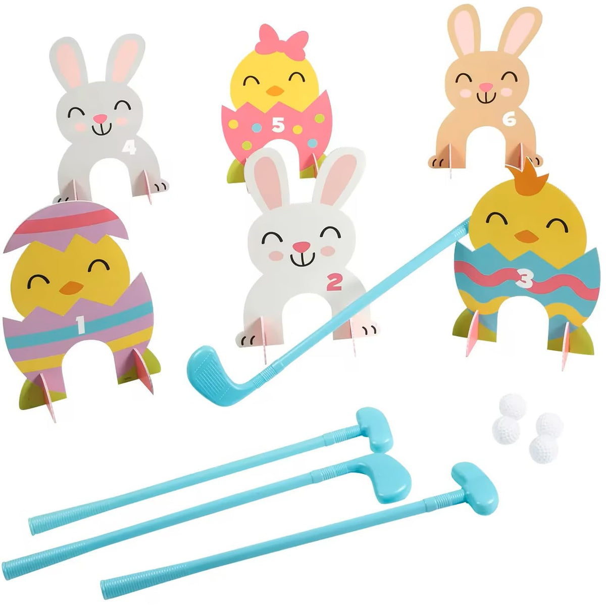 Fun Express mini golf clubs for four players.