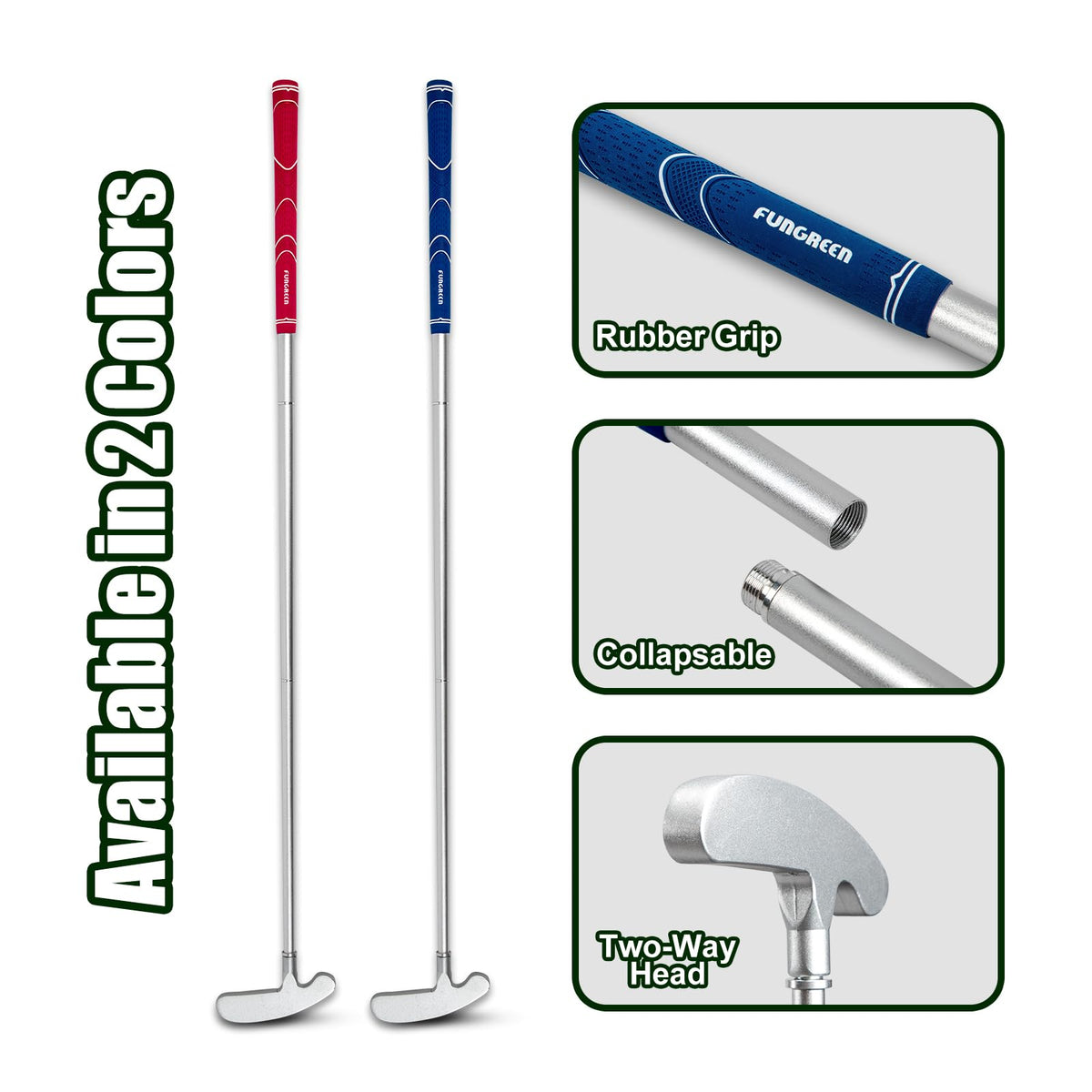 FUNGREEN two-way design lets right- and left-handed players switch