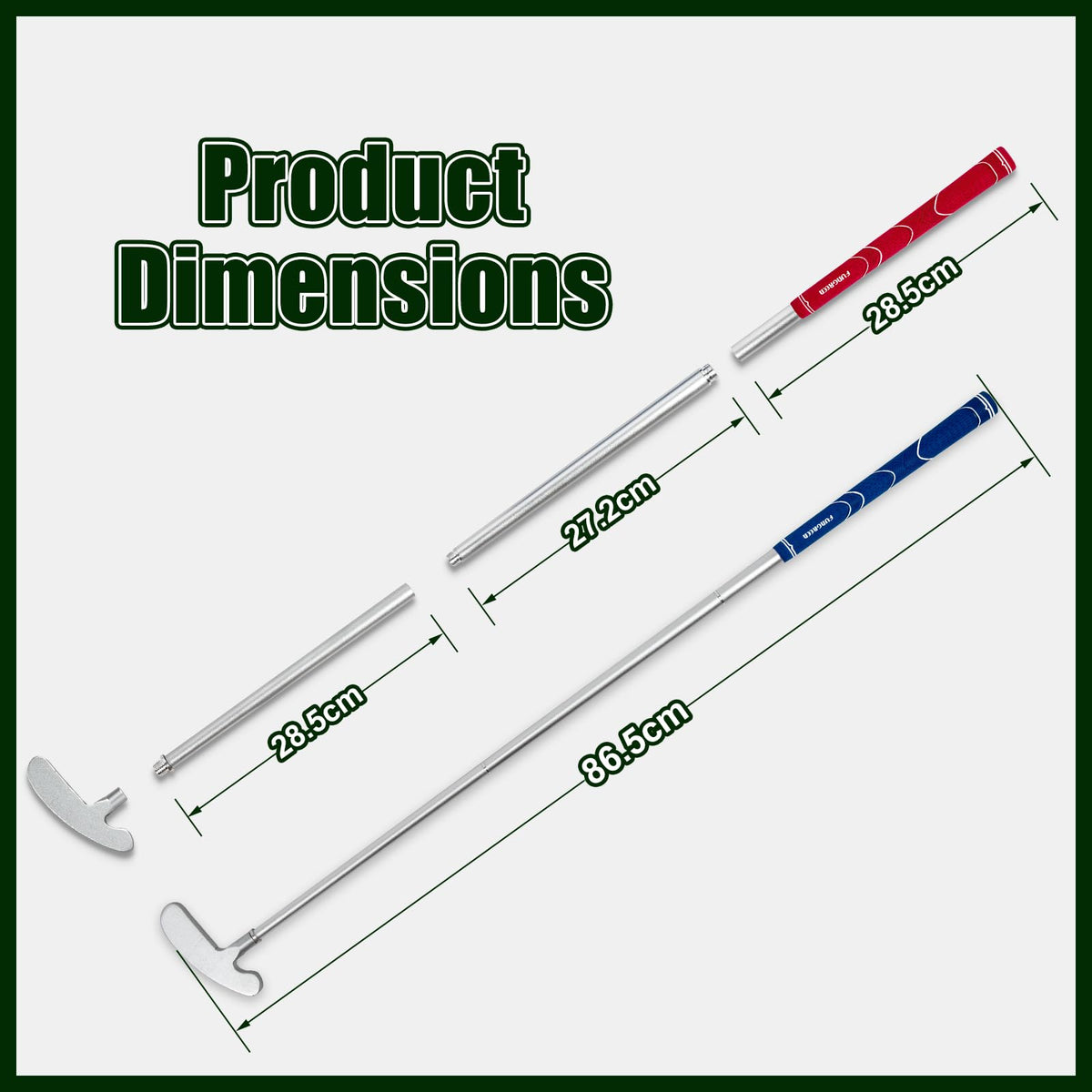 FUNGREEN foldable alloy rod parts shown for compact storage