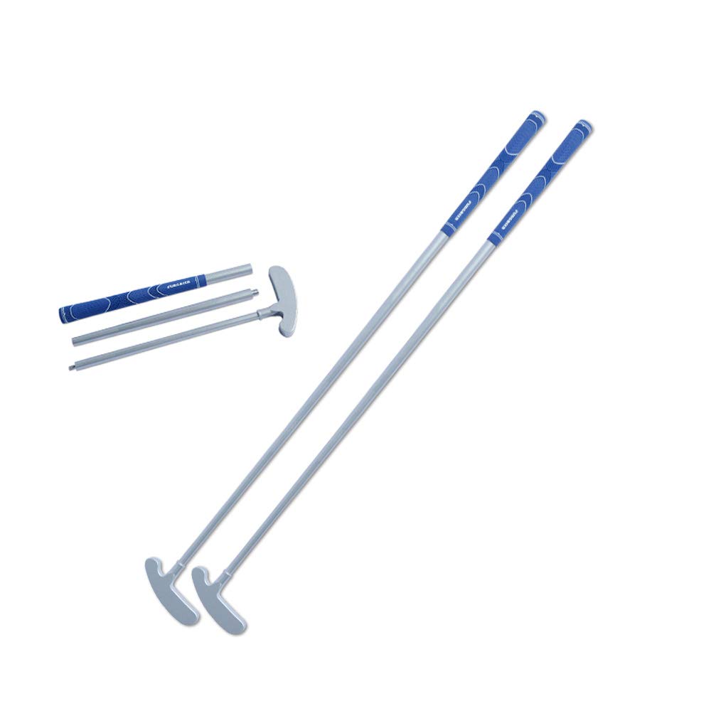 FUNGREEN two-way foldable blue putter assembled, portable practice companion.