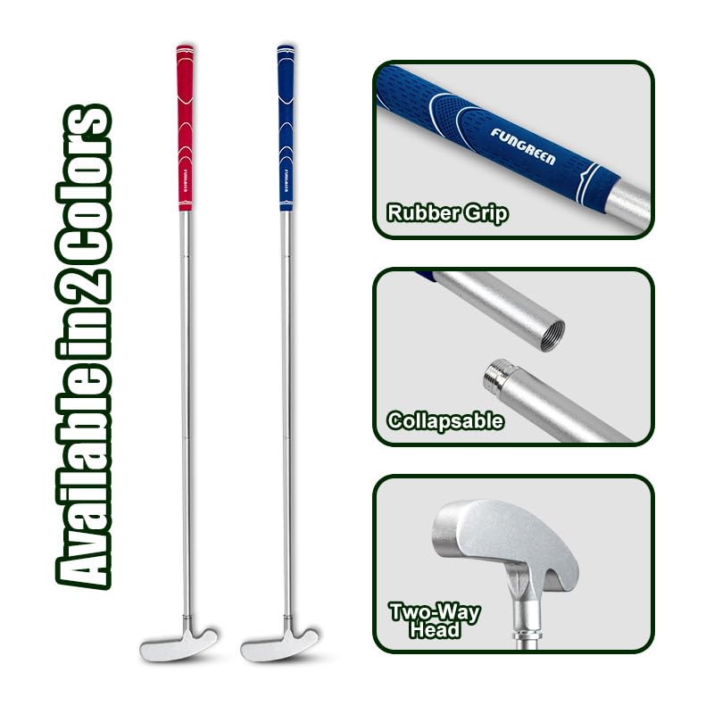 FUNGREEN red foldable putter folded, compact travel companion.