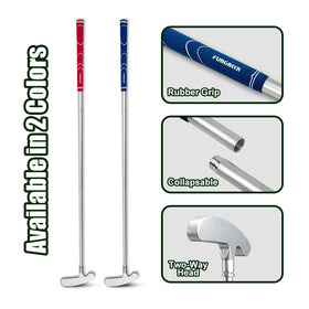 FUNGREEN red foldable putter folded, compact travel companion.