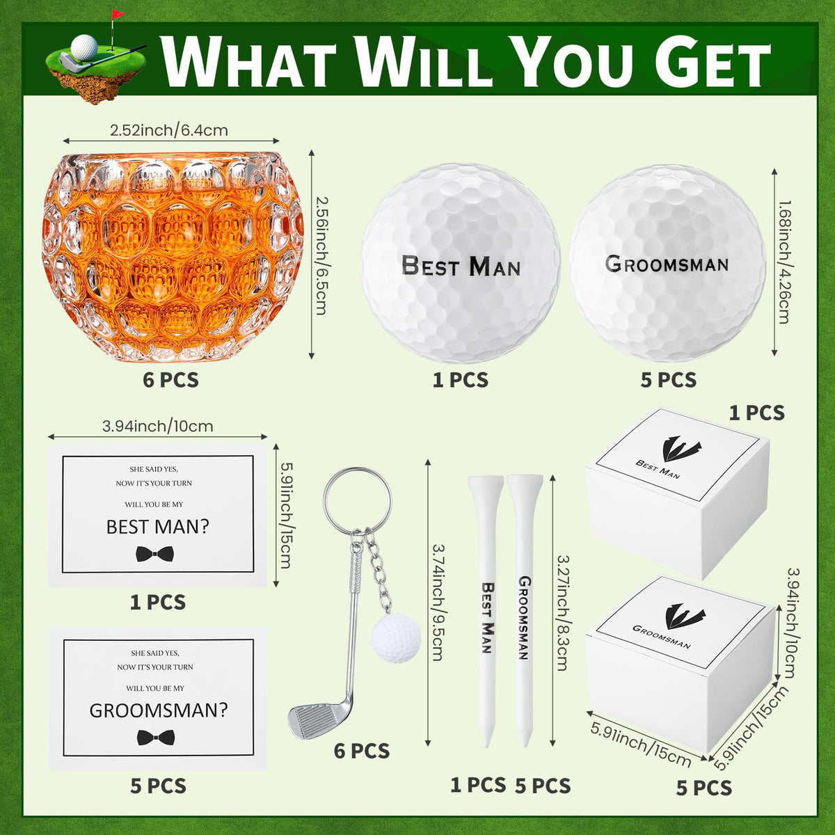 Funnymoom golf balls included for a premium, personalized groomsmen gift.