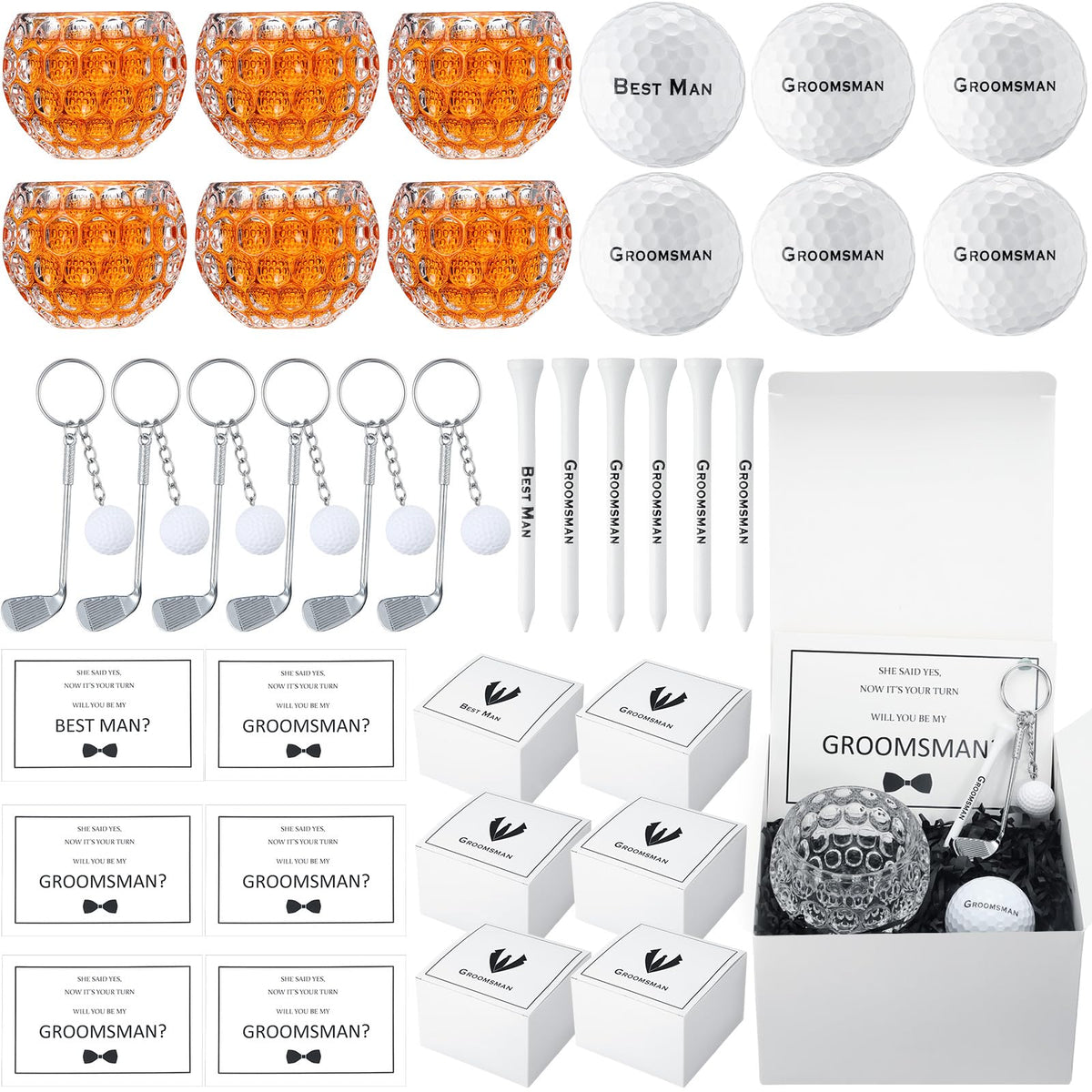 Funnymoom groomsmen proposal gift box highlighting a complete wedding party gift set.