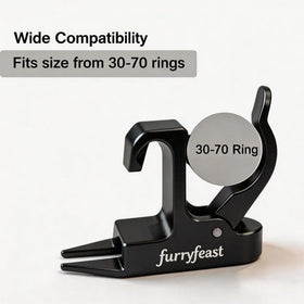 FurryFeast aluminum clip with fork for grass use keeps accessories within reach.