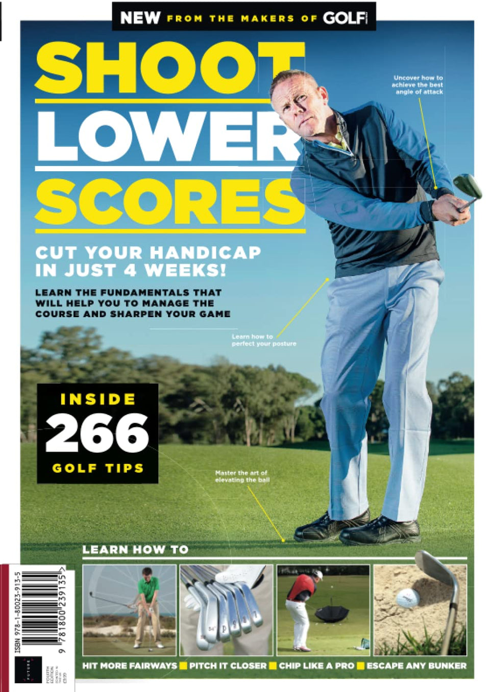Future Publishing's Shoot Lower Scores book cover, highlighting practical short-game tips to lower your handicap.