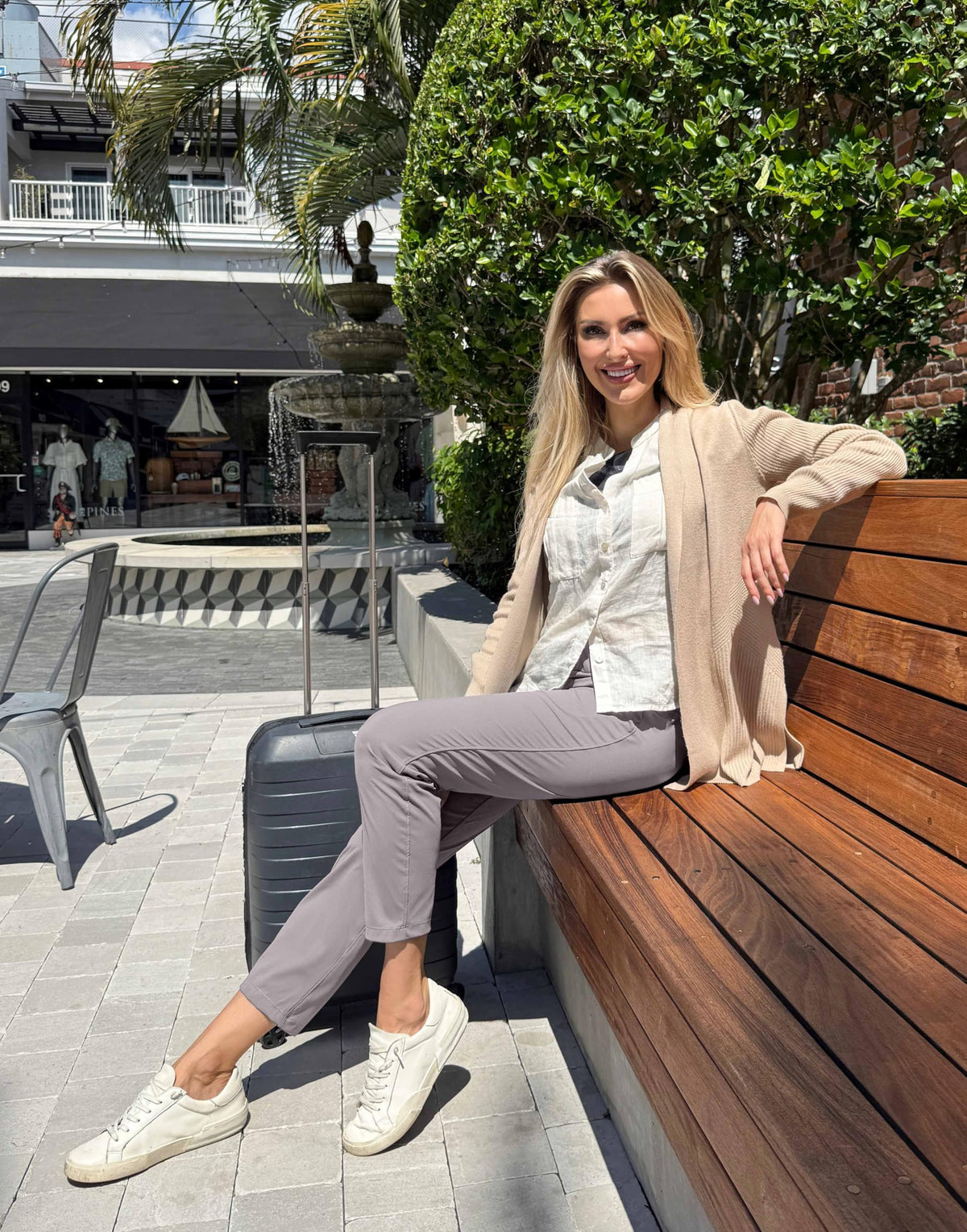 G Gradual dusty grey pants showcasing casual elegance and versatile wear.