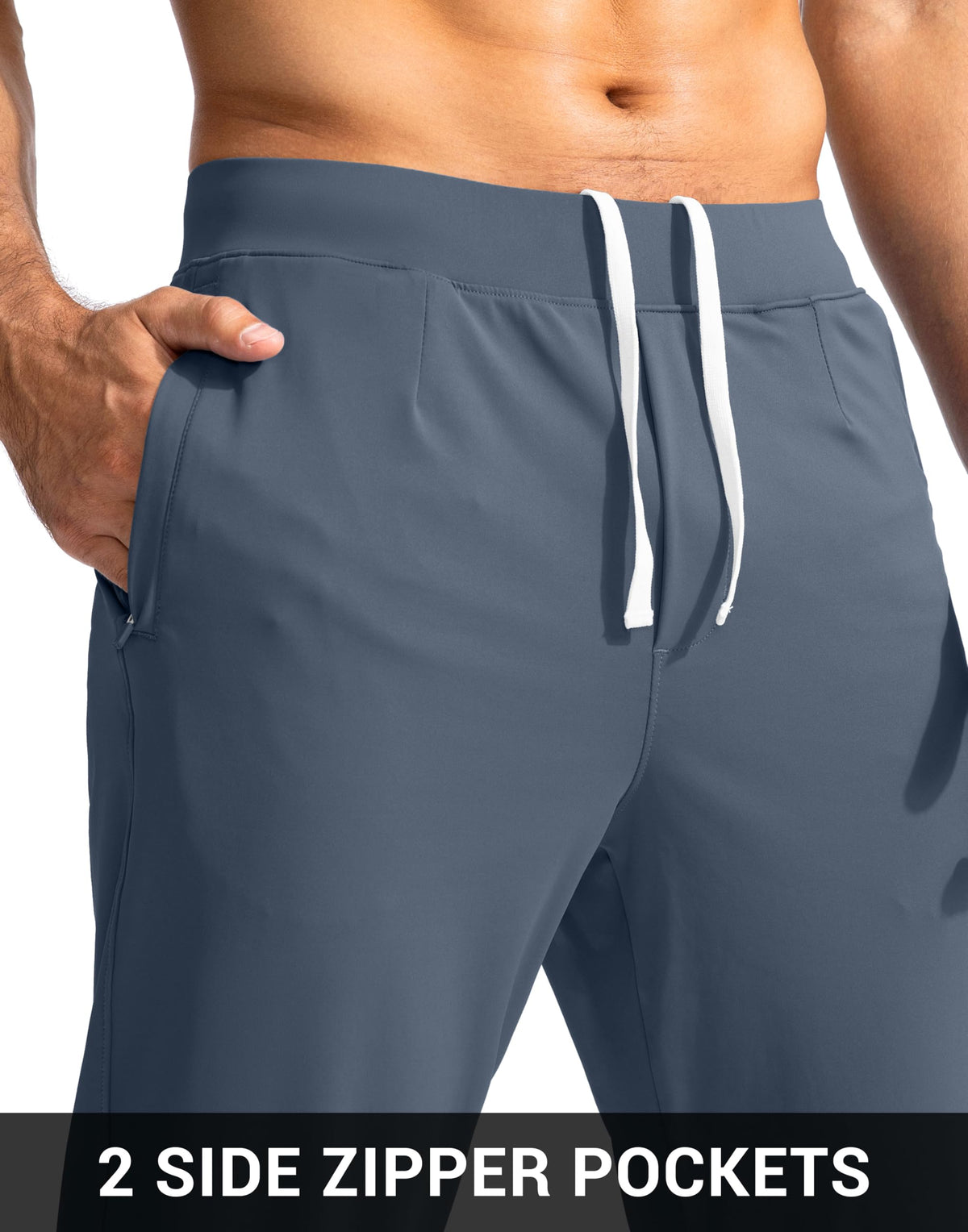 G Gradual elastic waistband with hidden drawstring for adjustable fit.