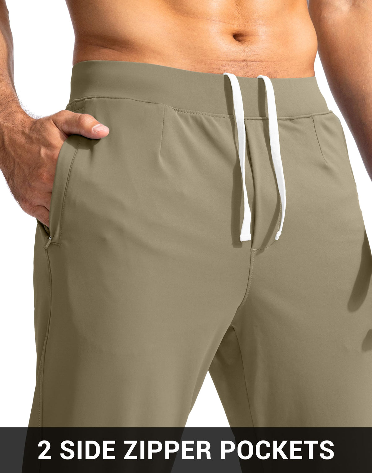 G Gradual golf joggers bronze green stretch fabric close-up for mobility