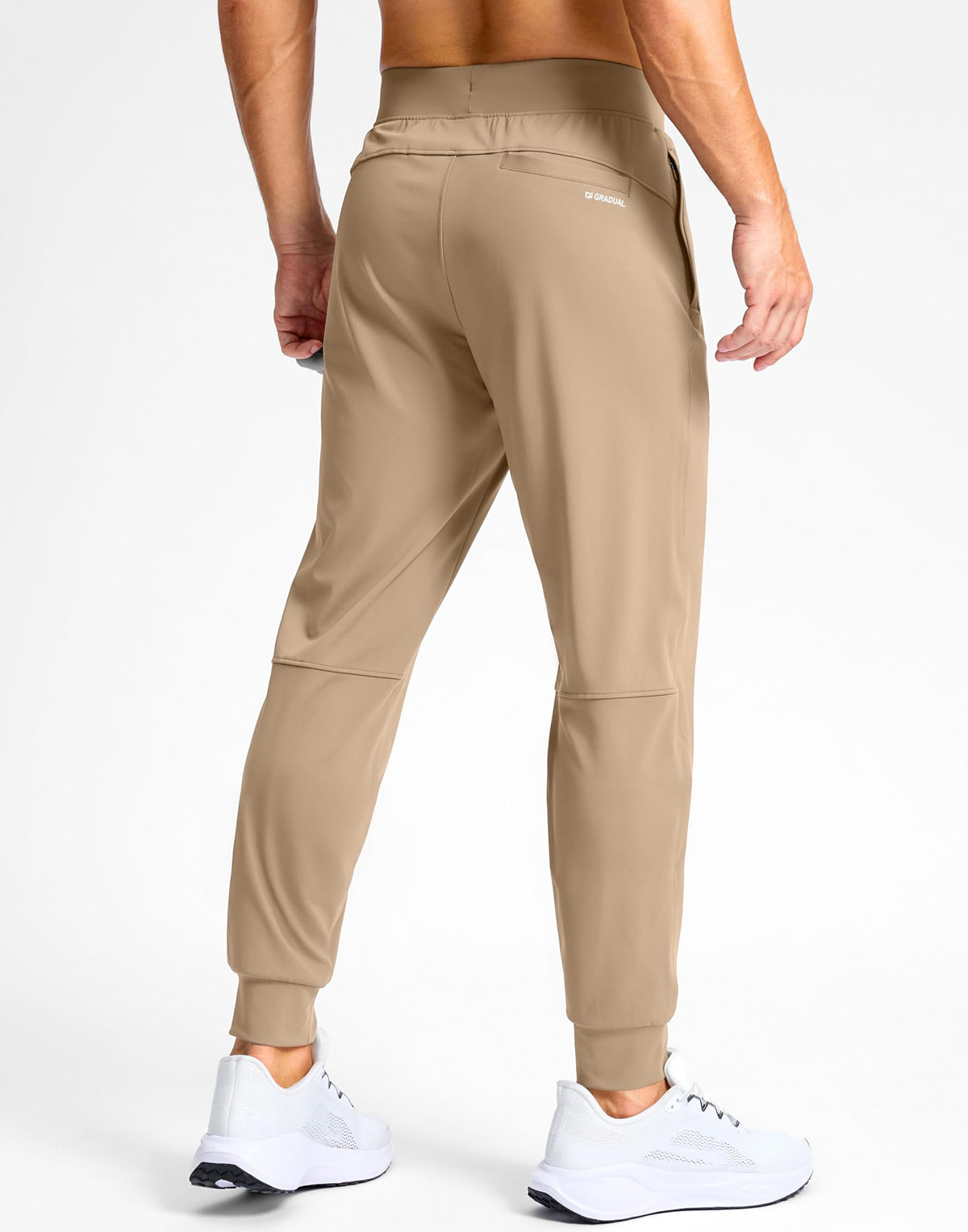 G Gradual khaki joggers — side pocket detail highlights practical 3-pocket design