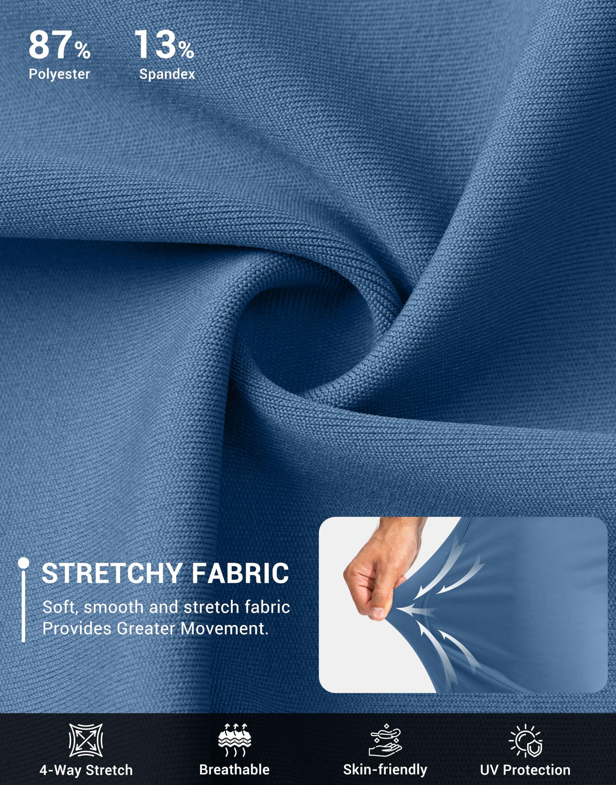 G Gradual golf joggers slate blue elastic waistband with inner drawstring for adjustable fit.