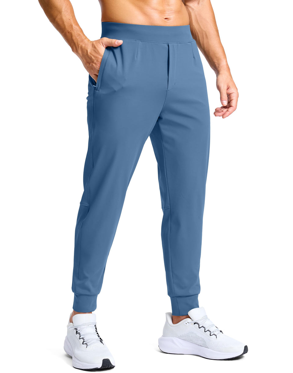 G Gradual golf joggers slate blue front view highlighting all-day comfort and flexible movement.