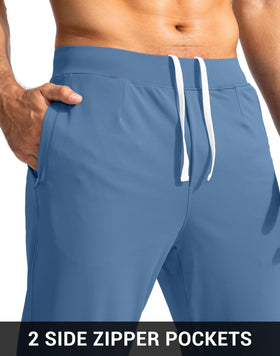 G Gradual golf joggers slate blue stretch fabric emphasizing four-way comfort during activity.