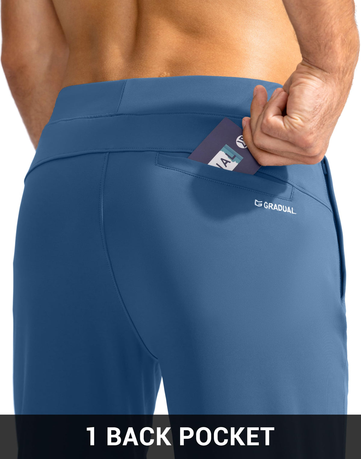 G Gradual golf joggers slate blue tight weave sun protection for extended outdoor wear.