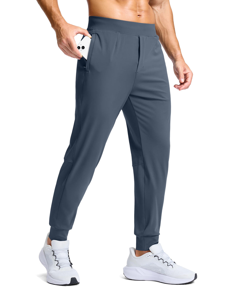 G Gradual dusty blue golf joggers, front view, all-day comfort.