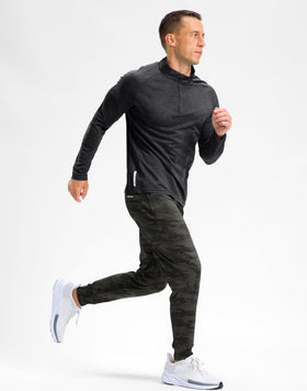 G Gradual front view of green camo joggers showing modern athletic silhouette