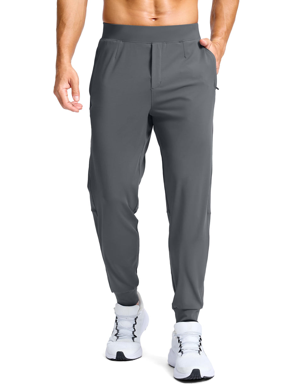 G Gradual ink grey golf joggers front view with slim fit.