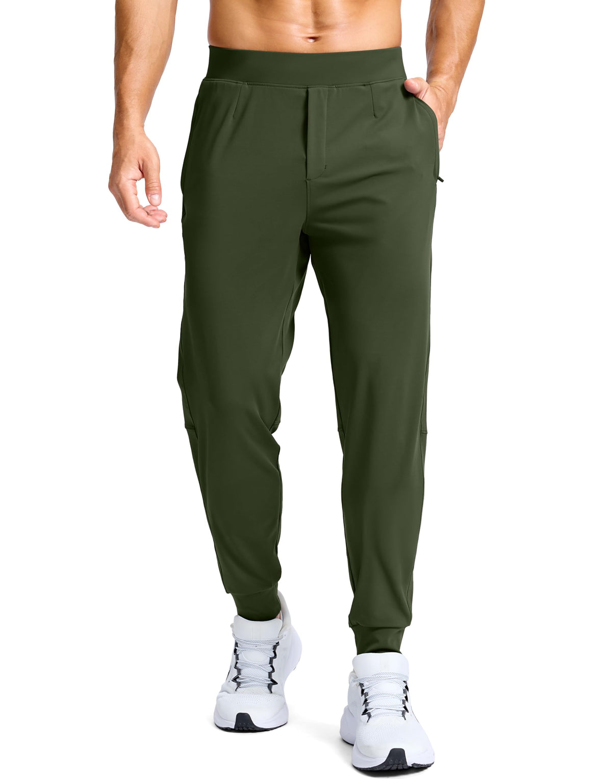 G Gradual olive golf joggers in full view with slim fit