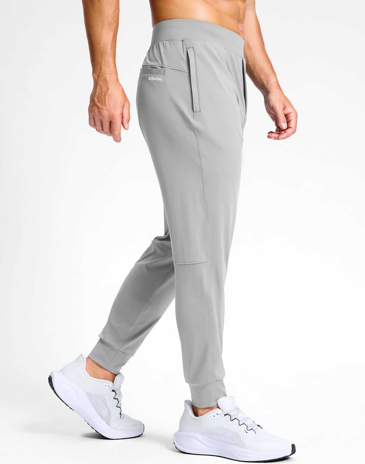 G Gradual joggers' stretch fabric allows full range of motion during activities.