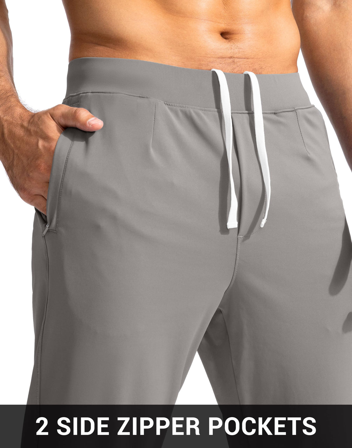 G Gradual stretch fabric joggers, supports dynamic moves and daily wear.