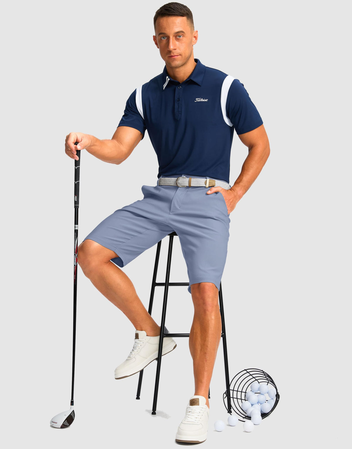 G Gradual ice-blue shorts versatile for golf, work, and travel.