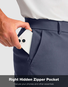 G Gradual golf shorts zip pocket close-up in dusty blue for valuables