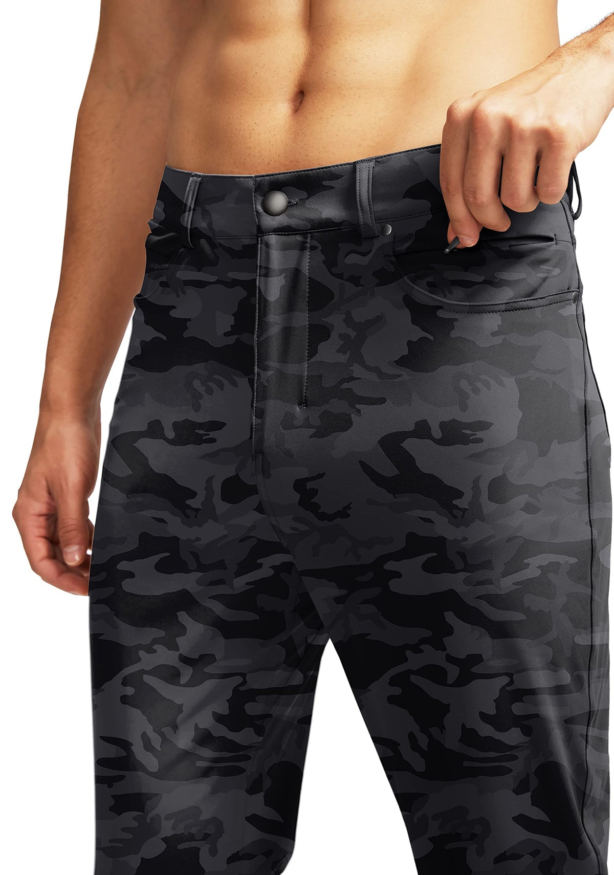 G Gradual stretch golf pants back view showing glove-ready pockets.