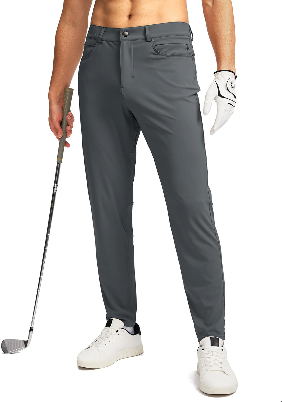 G Gradual men's stretch golf pants - front view shows slim fit for versatile daily wear.