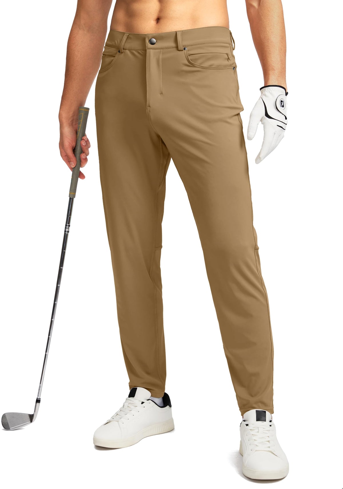 G Gradual men's stretch golf pants front view showing four-way stretch and slim silhouette.