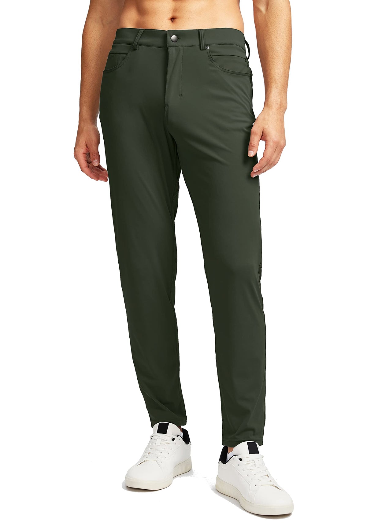 G Gradual men's stretch golf pants front view shows slim silhouette and flexible movement.