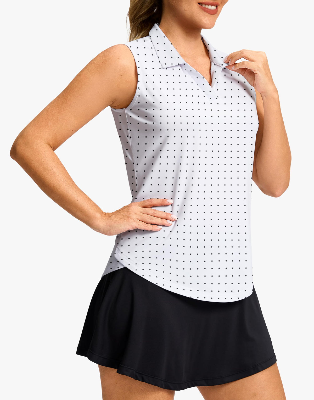 G Gradual sleeveless golf shirt collar detail for a polished look.