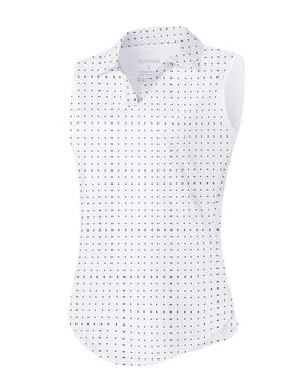 G Gradual sleeveless golf shirt front view with sleek fit and sun protection.